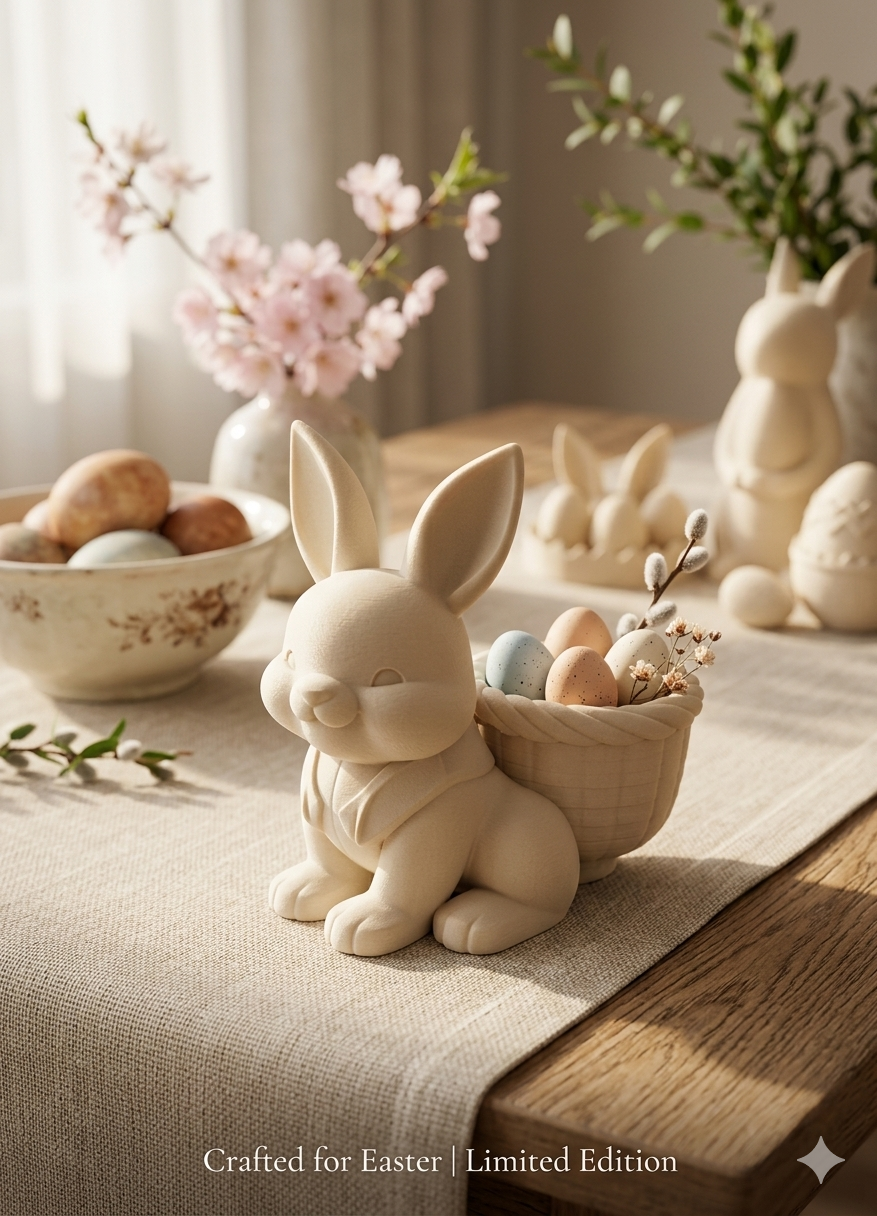 Coniglio con cesta di pasqua